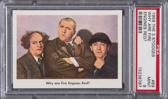 1959 Fleer "Three Stooges" #89 "Why Are Fire Engines Red?" – PSA MINT 9